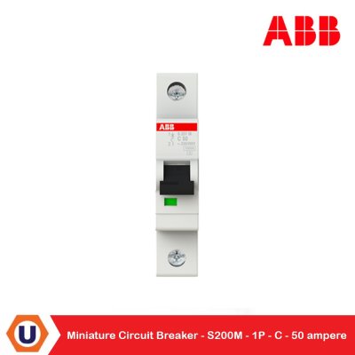ABB S201M-C50 เมนเซอร์กิตเบรกเกอร์ 1P, 50A, 10kA ป้องกันการใช้กระแสไฟเกินกำหนด
