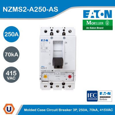 EATON Molded Case Circuit-Breaker (MCCB) 3P, 250A, 70kA 415VAC | NZMS2-A250-AS