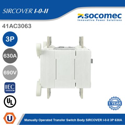 Socomec Manually Operated Transfer Switch Body SIRCOVER I-0-II 3P 630A | 41AC3063