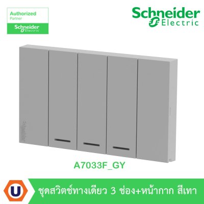 Schneider Electric ชุดสวิตช์ทางเดียว 3 ตัว Size S ประกอบสำเร็จรูป สีเทา | AvatarOn A | A7033F_GY