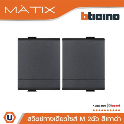 BTicino สวิตซ์ทางเดียว Size M 2ตัว สีดำ 16AX 250V รุ่น Matix | AG5001WT15N