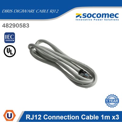 Socomec RJ12 Connection Cable 1m x3 for Diris Digiware | 48290583