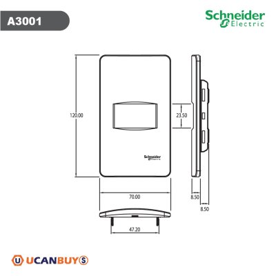 Schneider ชุดสวิตซ์สองทางพร้อมฝาครอบ สีขาว ขนาด 1ช่อง รุ่น Concept