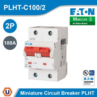 EATON Miniature Circuit Breaker (MCB) 100A 2P AC 20kA | PLHT-C100/2