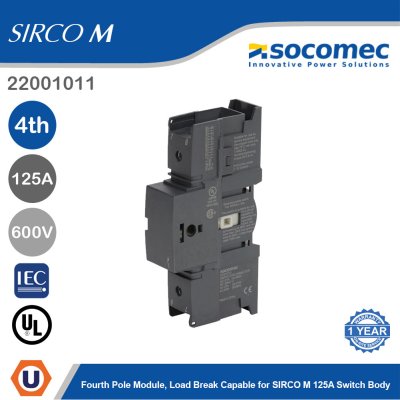 Socomec Fourth Pole Module Load Break Capable for SIRCO M 125A Switch Body | 22001011