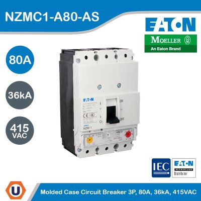 EATON Molded Case Circuit-Breaker (MCCB) 3P 80A 36kA 415VAC | NZMC1-A80-AS