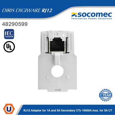 Socomec RJ12 Adaptor for 1A and 5A Secondary CTs 10000A max. for 5A CT | 48290599
