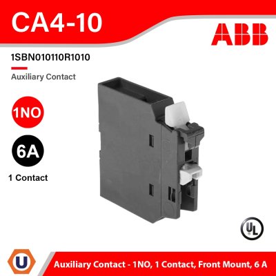 ABB Auxiliary Contact - 1NO, 1 Contact, Front Mount, 6A | CA4-10 | 1SBN010110R1010