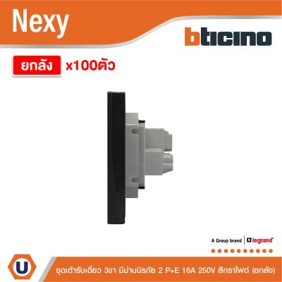 ยกลัง | BTicno ชุดเต้ารับเดี่ยว 3 ขา Socket 2P+E 16A 250V สีกราไฟต์ รุ่น Nexy