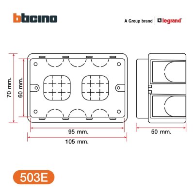 ยกลัง | BTicino บล็อกพลาสติกแบบฝังขนาด 3 ช่อง สีเหลือง | 503E