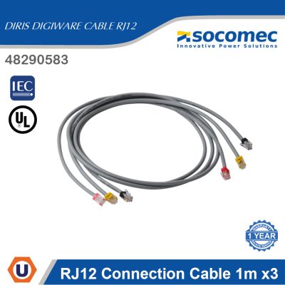 Socomec RJ12 Connection Cable 1m x3 for Diris Digiware | 48290583