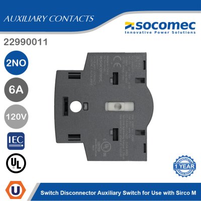 Socomec Switch Disconnector Auxiliary Switch for Use with Sirco M | 22990011