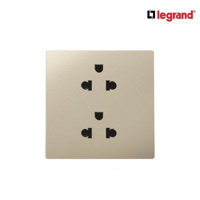 Legrand เต้ารับคู่มีกราวด์ สีแชมเปญ 1G EURO-US 16A 2x2P+Earth Socket รุ่นมาเรียเซนต์ | Mallia Senses | 281104CH