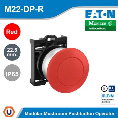 EATON M22 Modular Mushroom Pushbutton Operator, 22.5mm. Momentary Non-illuminated IP67 | M22-DP-R