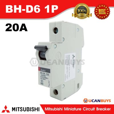 Mitsubishi MCB 1 Pole 20A 6kA รุ่น BH-D6 1P 20A Miniature Circuit Breaker