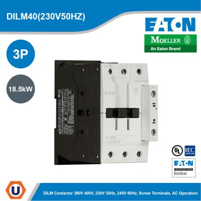 EATON Moeller Series DILM Contactor 3P 230V 50Hz, 240V 60Hz 18.5kW | DILM40(230V50HZ)