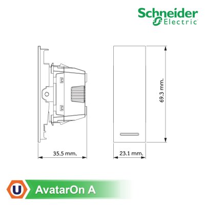 Schneider Electric สวิตซ์ทางเดียว มีพรายน้ำ สีขาว 1 Way switch, White | AvatarOn A | M3T31_1F_WE