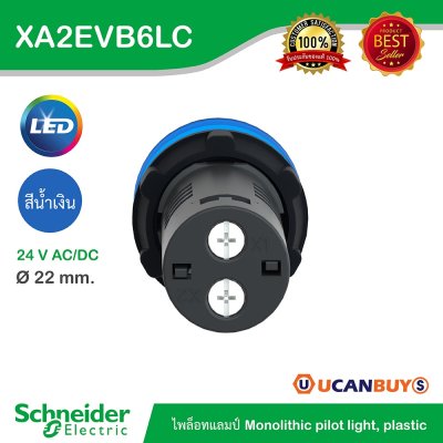 Schneider Electric Pilot Lamp ไพลอตแลมป์ LED ขนาด 22 mm สีน้ำเงิน 24 V AC/DC | XA2EVB6LC
