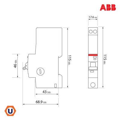 ABB DSE201M C10 AC30 Miniture Circuit Breaker with Overload protection (RCBO), Type AC, 1P, 10A, 10kA, 30mA, 240V