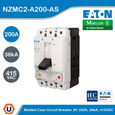 EATON Molded Case Circuit-Breaker (MCCB) 3P 200A 36kA 415VAC | NZMC2-A200-AS