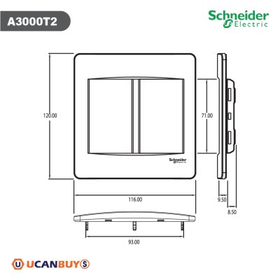 Schneider ฝาครอบ 6 ช่อง พร้อมตะแกรงพลาสติก รุ่น Concept  รหัส A3000T2