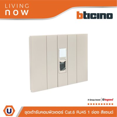 BTicino Data Socket Cat.6 RJ45 1 Gang Sand เต้ารับคอมพิวเตอร์ Cat.6 RJ45 1 ช่อง สีแซนด์ l Living Now