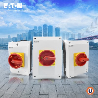 Eaton สวิตช์ตัดวงจรไฟ แบบบิดเปิด-ปิด มาพร้อมกล่อง  3P+N 20A, IP65 (ชนิดปุ่มหยุดฉุกเฉิน) l T0-2-8900/I1/SVB