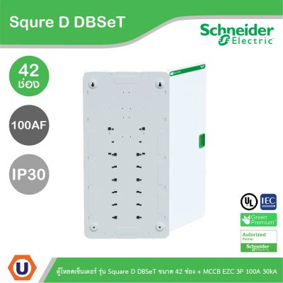 Schneider Electric ตู้โหลดเซ็นเตอร์ รุ่น Square D DBSeT ขนาด 42ช่อง + MCCB รุ่น EZC 3P 100A 30kA