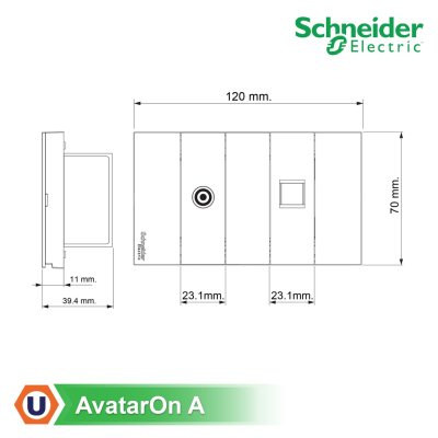 Schneider Electric ชุดเต้ารับคอมพิวเตอร์ CAT6 (LAN) + เต้ารับโทรทัศน์ สีดำ รุ่น AvatarOn A