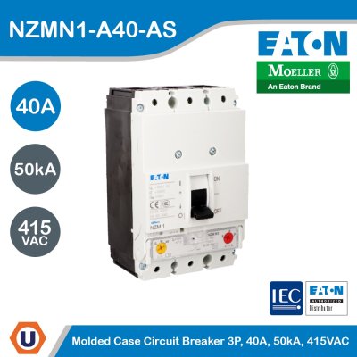 EATON Molded Case Circuit-Breaker (MCCB) 3P, 40A, 50kA 415VAC | NZMN1-A40-AS