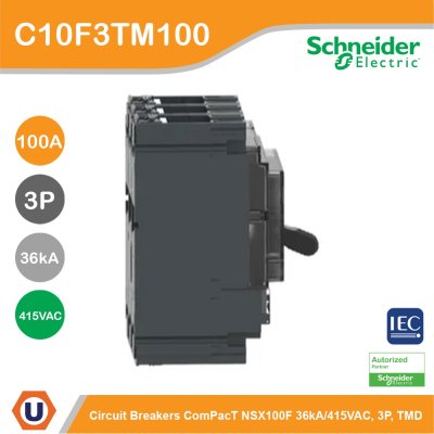 Schneider Electric Circuit breaker ComPacT NSX100F 36kA/415VAC 3P TMD trip unit 100A | C10F3TM100