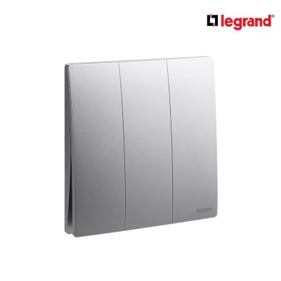 Legrand สวิตช์ทางเดียว 3 ช่อง สีเทาดำ 16A รุ่นมาเรียเซนต์ | Mallia Senses | Dark Silver | 281004DS