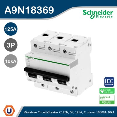 Schneider Electric Miniature Circuit-Breaker, Acti9 C120N, 3P, 125 A, C curve, 10000 A, 10 kA | A9N18369
