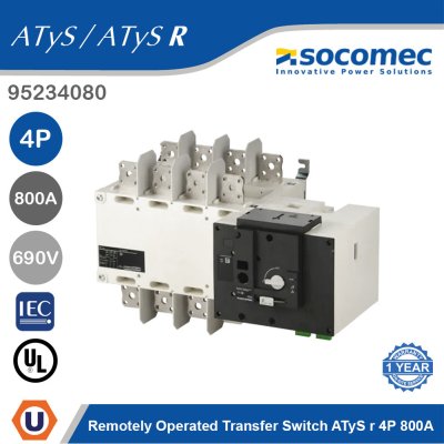 Socomec Remotely Operated Transfer Switch ATyS r 4P 800A | 95234080