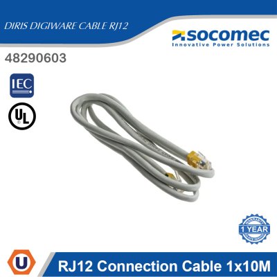 Socomec RJ12 Connection Cable 1 x 10m for Diris Digiware | 48290603