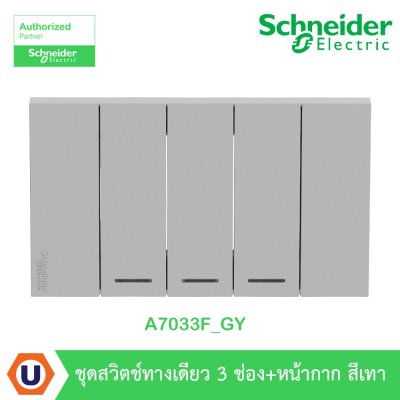 Schneider Electric ชุดสวิตช์ทางเดียว 3 ตัว Size S ประกอบสำเร็จรูป สีเทา | AvatarOn A | A7033F_GY