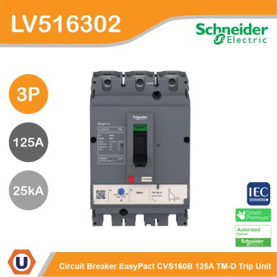 Schneider Electric Circuit breaker CVS160B 25 kA at 415 VAC 125 A TM-D trip unit 3P | LV516302