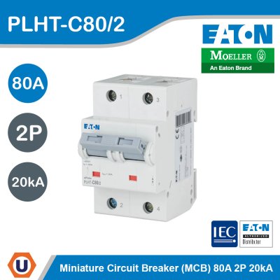 EATON Miniature Circuit Breaker (MCB) 80A 2P C-Char AC IP20 | PLHT-C80/2