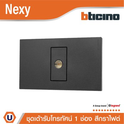BTicino ชุดเต้ารับโทรทัศน์ ขนาด 1 ช่อง สีกราไฟต์ TV female socket 1 module Graphite รุ่น Nexy