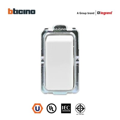 BTicino สวิตช์สองทาง1 ช่อง สีขาว Two Way Switch 1 Module 16AX 250V White รุ่น Magic Advance | M9003