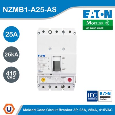 EATON Molded Case Circuit-Breaker (MCCB) 3P, 25A, 25kA 415VAC | NZMB1-A25-AS