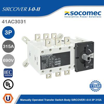 Socomec Manually Operated Transfer Switch Body SIRCOVER I-0-II 3P 315A | 41AC3031