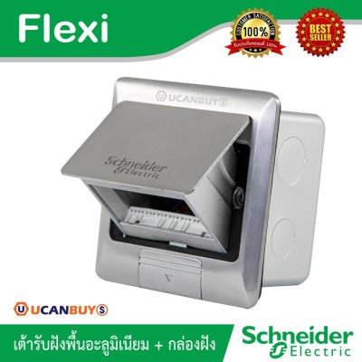 Schneider เต้ารับฝังพื้นอลูมิเนียม พร้อมกล่องฝัง ไม่รวมอุปกรณ์ภายใน S-Flexi