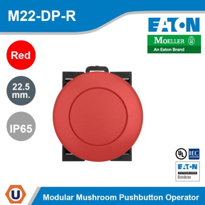 EATON M22 Modular Mushroom Pushbutton Operator, 22.5mm. Momentary Non-illuminated IP67 | M22-DP-R