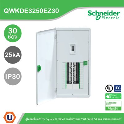 Schneider ตู้โหลดเซ็นเตอร์ รุ่นSquare D DBSeT รองรับกระแส 250A ขนาด30ช่อง | QWKDE3250EZ30
