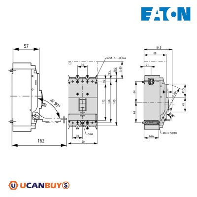 EATON Molded Case Circuit-Breaker (MCCB) 3P 160A 36kA 415VAC | NZMC1-A160-AS