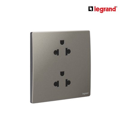 แพ็ค10 | Legrand ชุดเต้ารับคู่ 3 ขา มีม่านนิรภัย สีเทาดำ รุ่นมาเรียเซนต์ | Mallia Senses | 281104DS