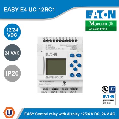 EATON Control relays easyE4 with display (expandable, Ethernet) 12/24 VDC 24 VAC | EASY-E4-UC-12RC1