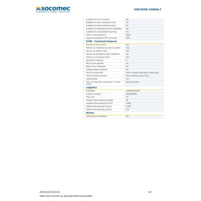 Socomec Manually Operated Transfer Switch Body SIRCOVER I-0-II 3P 800A | 41AC3080