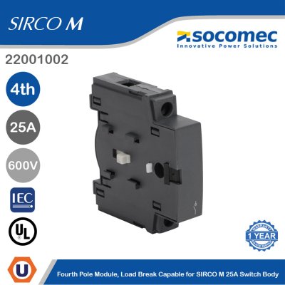 Socomec Fourth Pole Module Load Break Capable for SIRCO M 25A Switch Body | 22001002